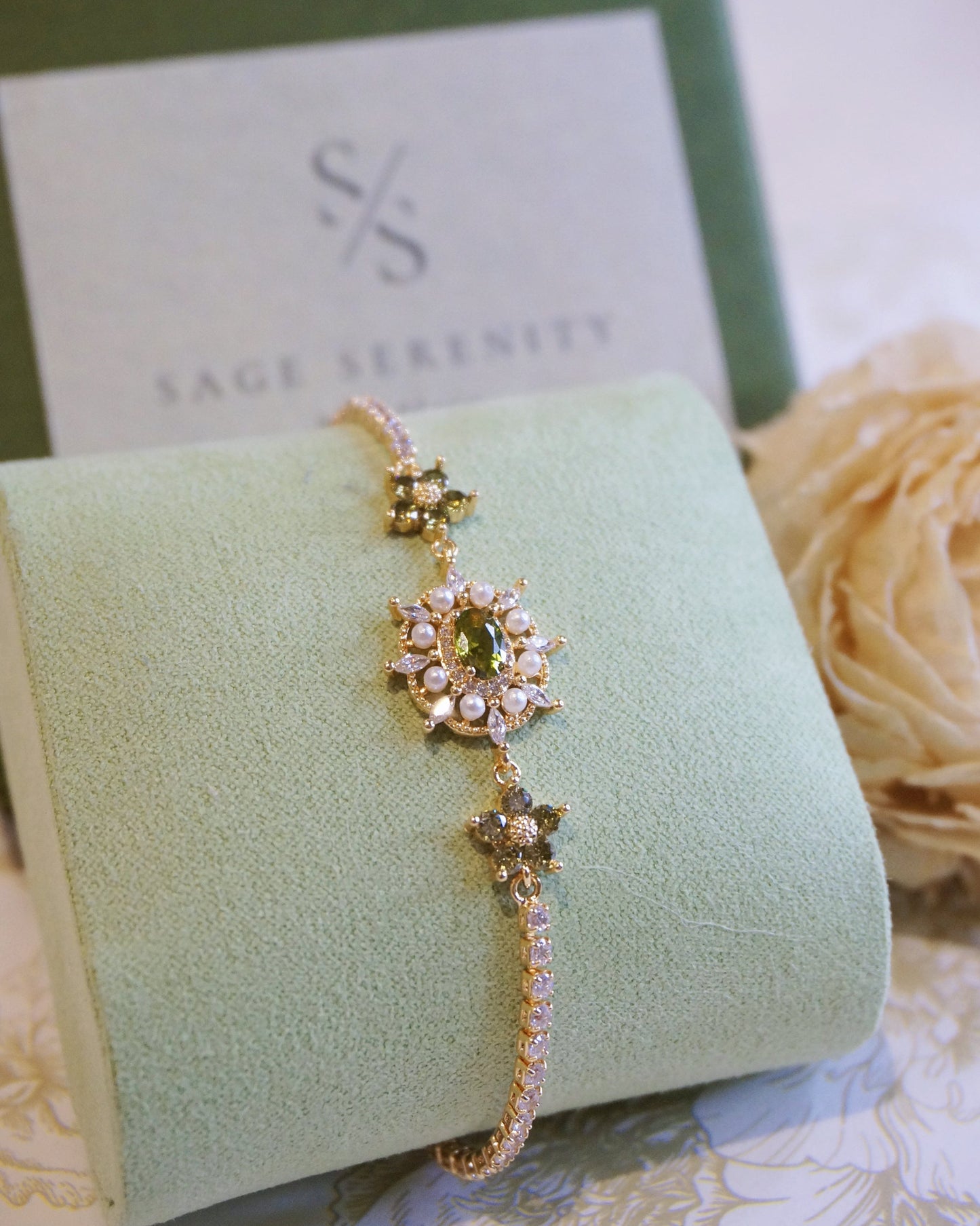 Diane Zircon and Pearl Bracelet