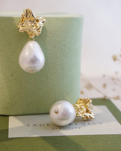 Eldorie Japanese Cotton Pearl Earrings