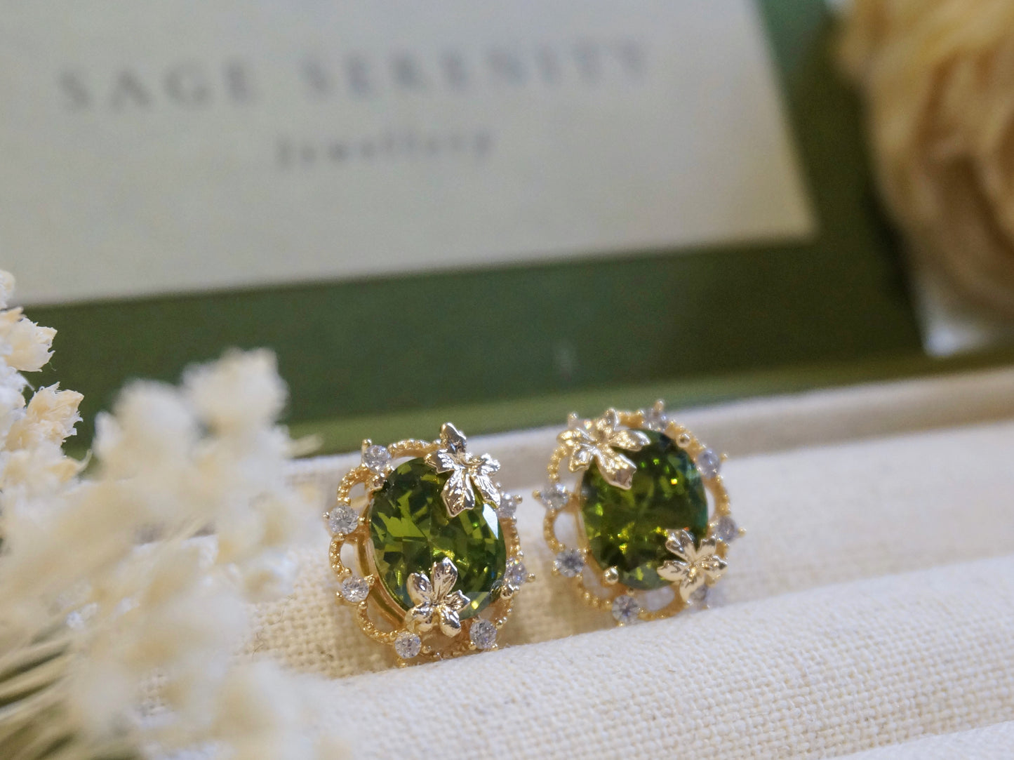 Fern Zirconia Stud Earrings