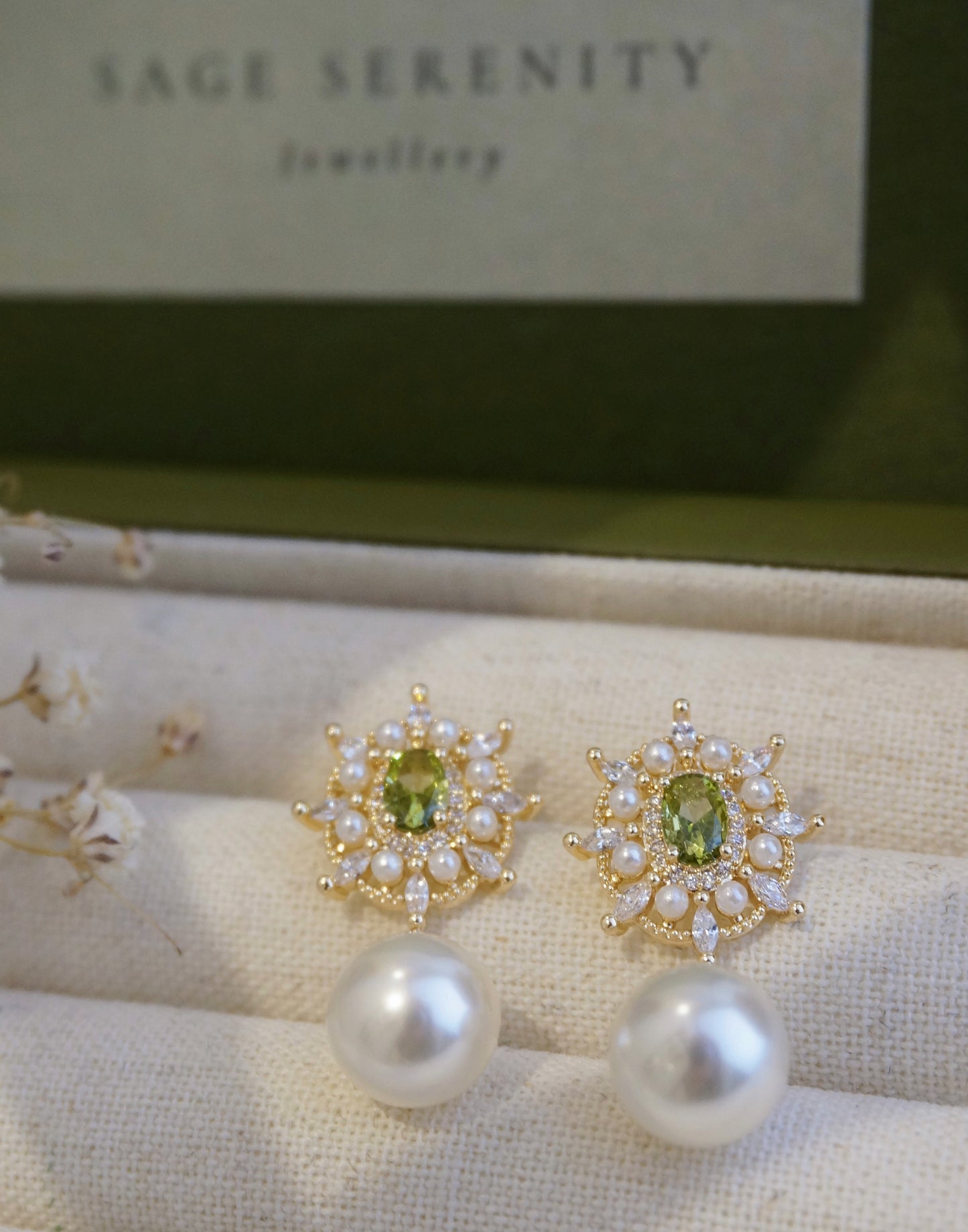 Olivia Peridot Green Zircon Earrings